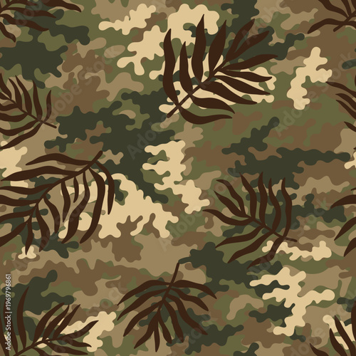vector jungle camouflage pattern, forest camouflage, forest camo