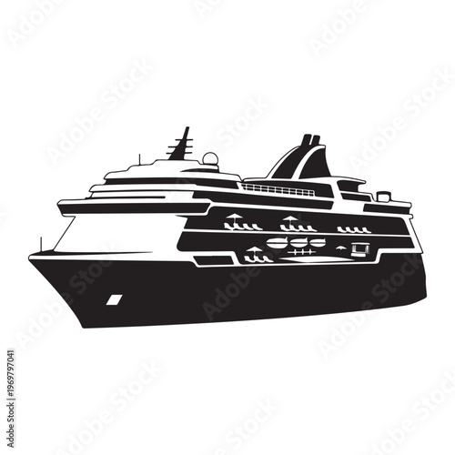 Cruise ship or boat icon isolated on white background flat vector illustration