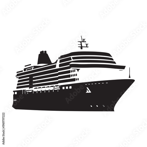 Cruise ship or boat icon isolated on white background flat vector illustration