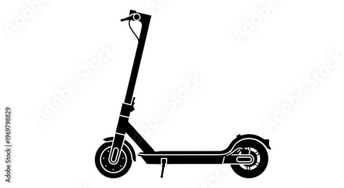 Electric scooter silhouette on white background  