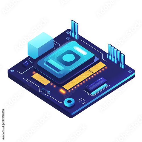 Modern CPU Icon Vector Illustration