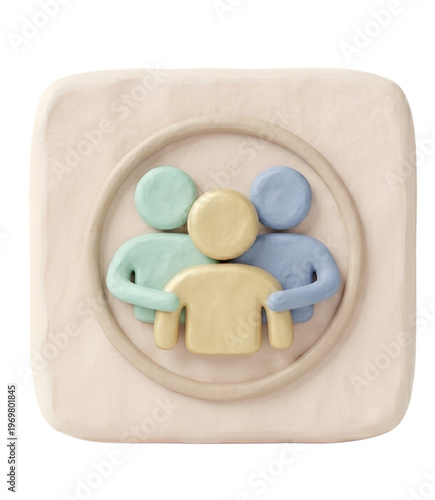3D Teamwork Community People Icon Social Connection Unity Concept Pastel Style