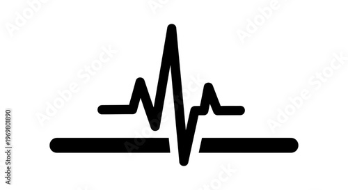 Black heartbeat line graphic symbol on white background  
