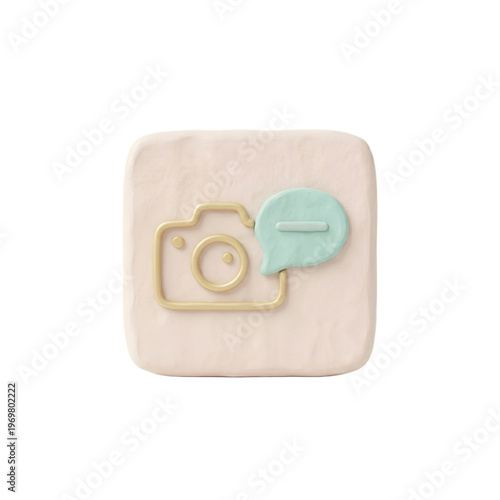 3D Camera with Comment Bubble Social Media Content Creation Concept