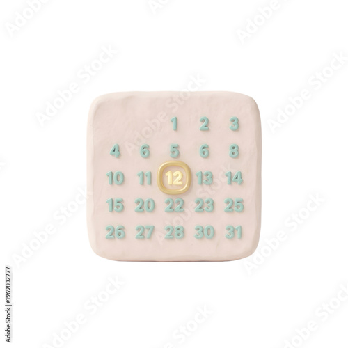 Pastel 3D Calendar Icon with Highlighted Date Minimal Schedule Concept