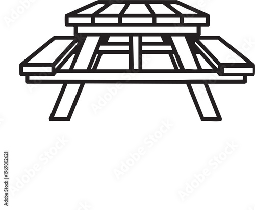 Wooden Picnic Table and Bench Outdoor Furniture Graphic