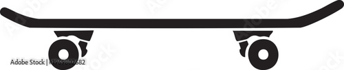 Black Skateboard Side View Silhouette Icon Vector