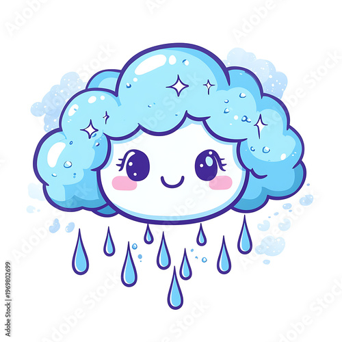Adorable Kawaii Rainy Weather Cartoon Design