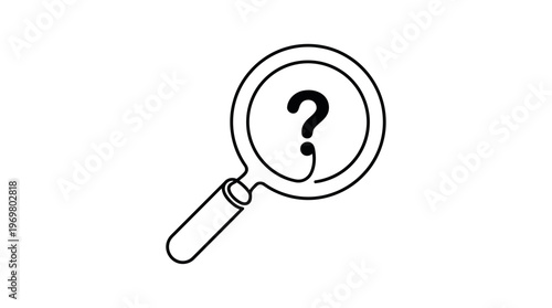 Magnifying Glass With Question Mark, Search and Inquiry Concept, Continuous Line Art Vector