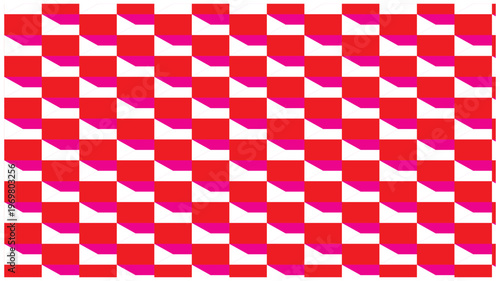 Geometric Illusion: A striking geometric pattern in vibrant red and pink creates an optical illusion of depth and movement, a testament to the power of abstract design and visual perception.