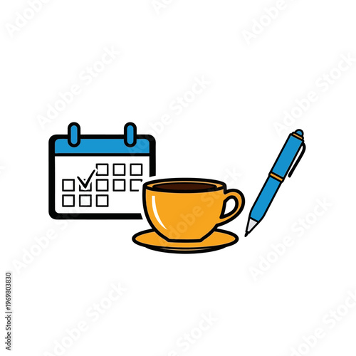 Flat design of daily routine planning.