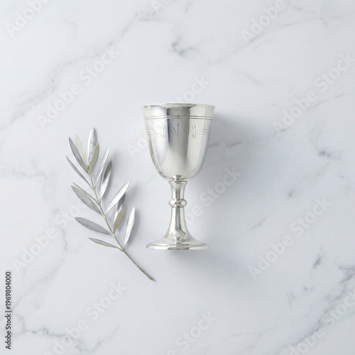 Elegant silver chalice on minimalist background