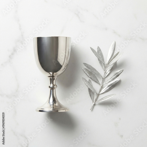 Elegant silver chalice on minimalist background