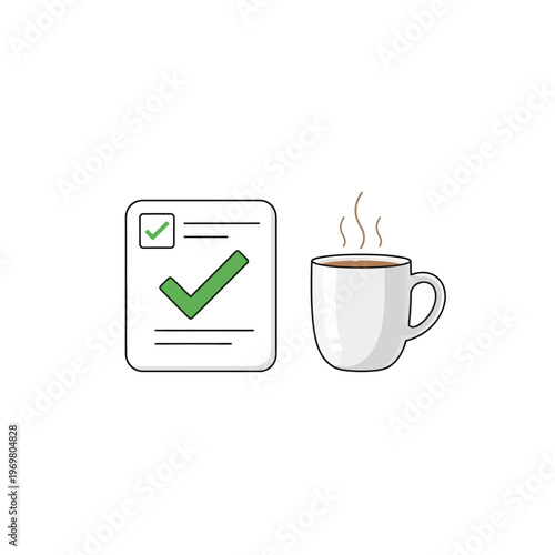 Coffee break with completed task list.