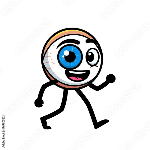 A cartoon baseball with a smiling face.