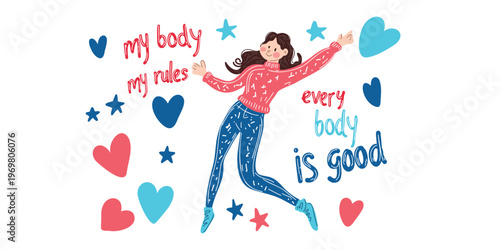body positivity motivational banner every body is good illustration