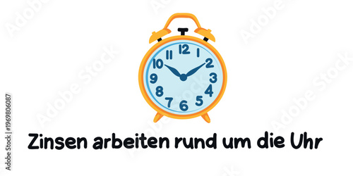 financial banner interest works around the clock money concept illustration