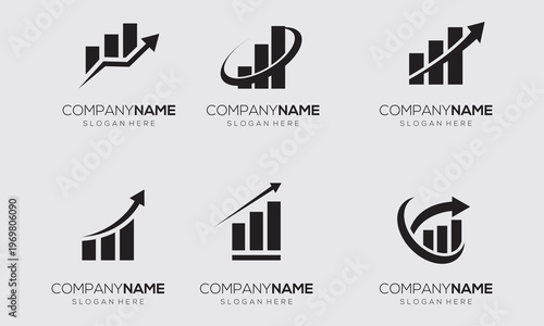 Set of growth bar chart logo designs