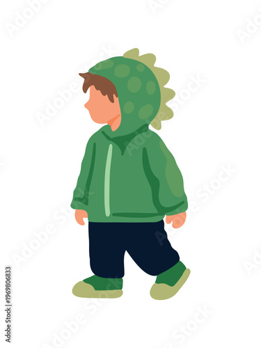 boy in hoodie with dragon design full body vector illustration