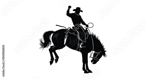Cowboy riding a horse lasso in hand dynamic western scene silhouette