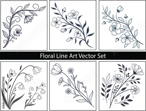 Minimal Flower Border Divider Vector Design