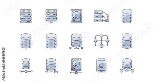 Database and Server Icons Set. Data Storage Concept