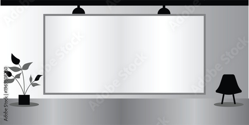 Adverisement Banner Realistic in a Studio or Showroom. Interior design and official museum buildings vector art