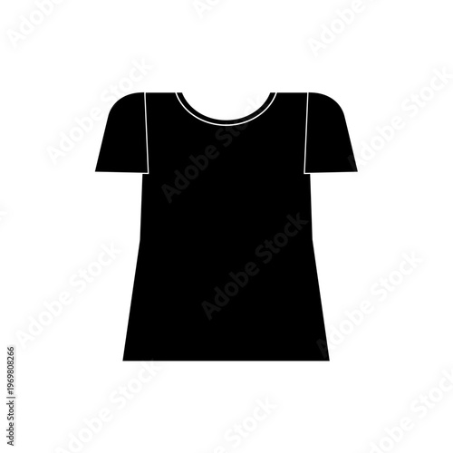 暑い日に着るシンプルな半袖Tシャツのイラスト_黒_レディース