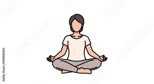 Person meditating in cross-legged position with serene expression  