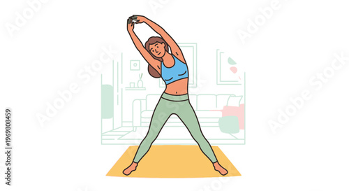 Young woman exercising with a weight in a living room at home  