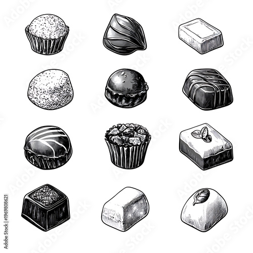 Monochrome Chocolate Collection Vector Illustration