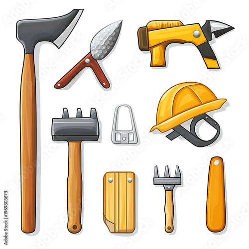 Professional Construction Tools Icon Set