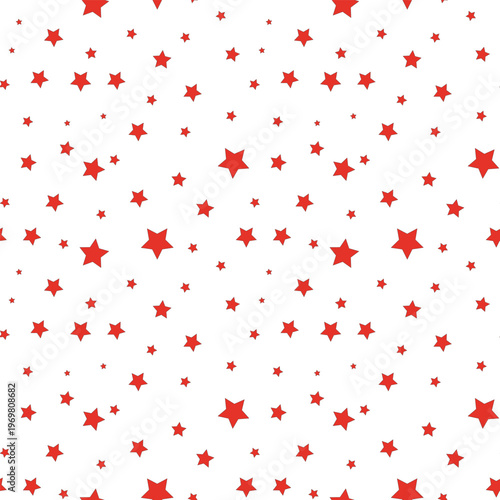 Seamless red stars pattern white background.