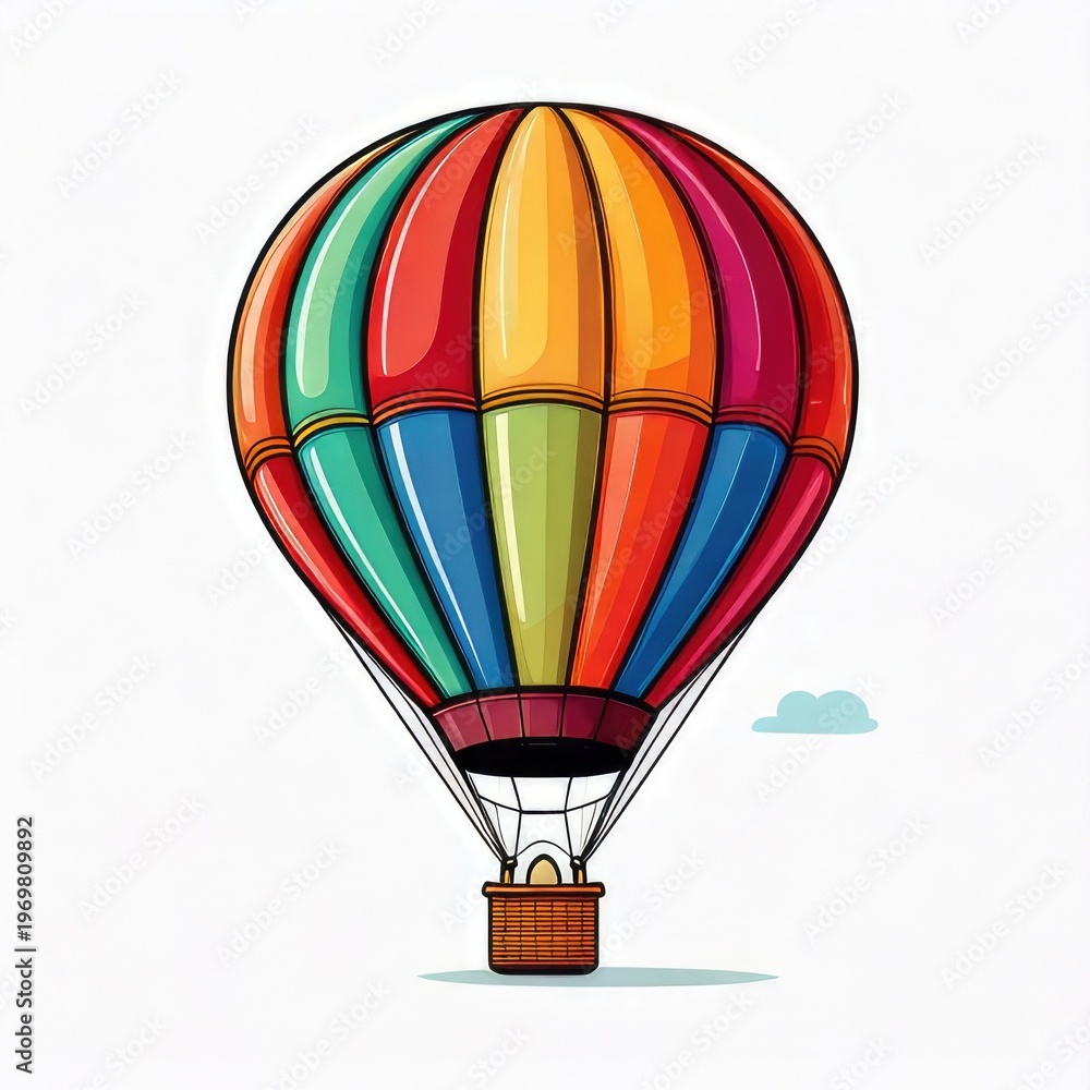 Fototapeta premium Colorful hot air balloon with striped canopy