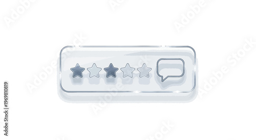 Glass rating stars with speech bubble icon
