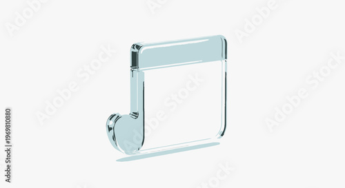Glassy Musical Note Icon on White Background