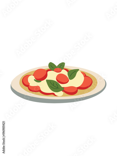 caprese salad with olive oil tomato mozzarella basil illustration