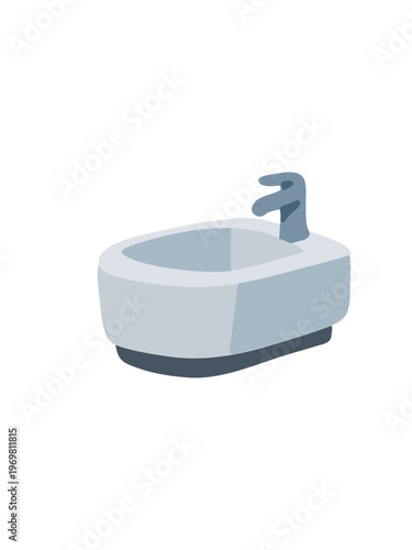 modern bathroom bidet isolated white background minimal illustration