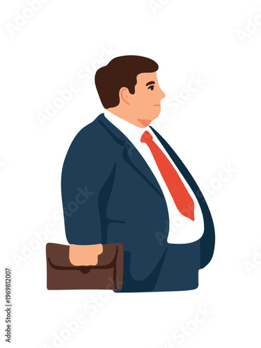 side view of plus size man in business suit confident professional illustration