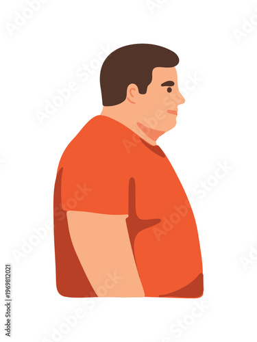 side view of plus size man casual lifestyle illustration
