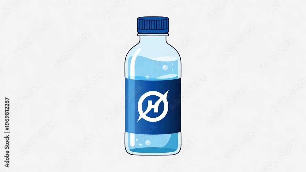 Obraz premium Full plastic water bottle with blue cap isolated on white