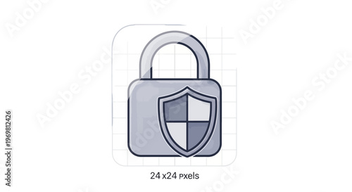 Padlock with Shield Icon: Security and Protection Concept