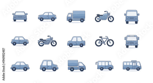 Pixel art vehicles set. Transportation icons.