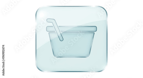 Shopping Basket Icon, Glossy Button, Online Store Symbol