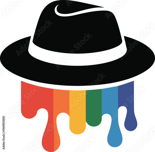 LGBTQ pride hat with rainbow colors dripping from the brim  LGBTQIA community symbol