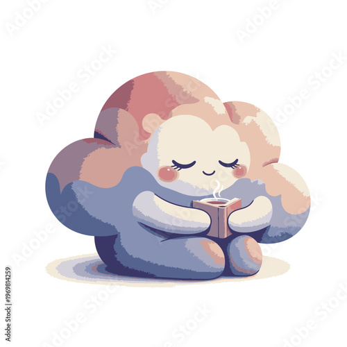 Cute Cloud Character Reading Book.