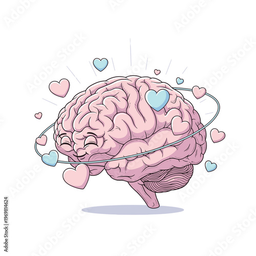 Brain with hearts and love thoughts.