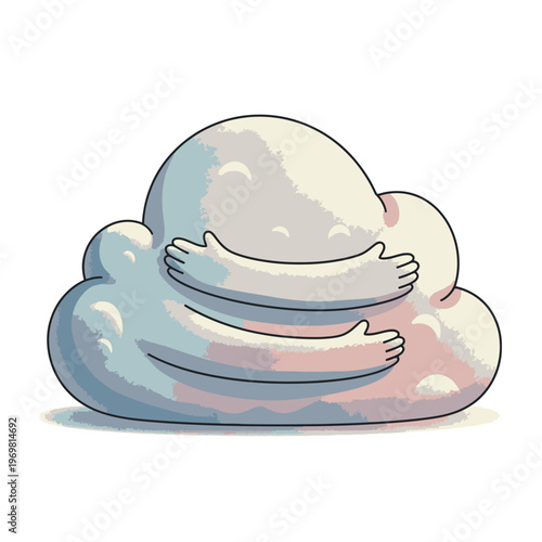 Cuddle Cloud Emotions Happy Cartoon.