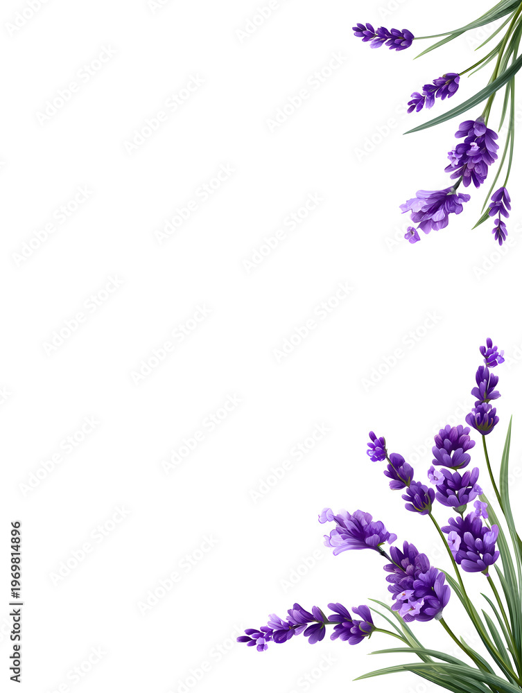 Obraz premium Lavender flower wreath isolated on white background representing natural floral decoration.