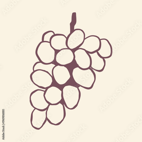 Grape one line continuous line art vector illustration on white background hand drawn illustration for packaging, branding, menus and healthy design
